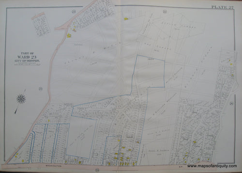 Antique-Map-Suffolk-county-Massachusetts-Part-of-Ward-23-City-of-Boston-West-Roxbury-Plate-27-1914-Bromley-1900s-Maps-of-Antiquity