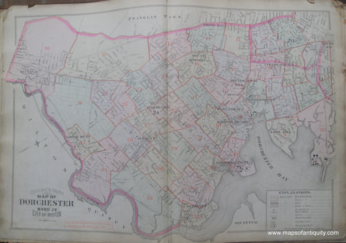 Antique-Map-Outline-and-Index-Map-of-Dorcester-Ward-24-City-of-Boston-Bromley-1894-Maps-Of-Antiquity