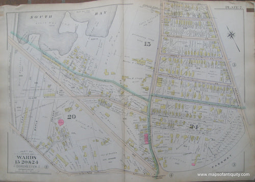 Antique-Map-Plate-2-Parts-of-Wards-15-20-&-24-Dorchester-City-of-Boston-Bromley-1894-Maps-Of-Antiquity