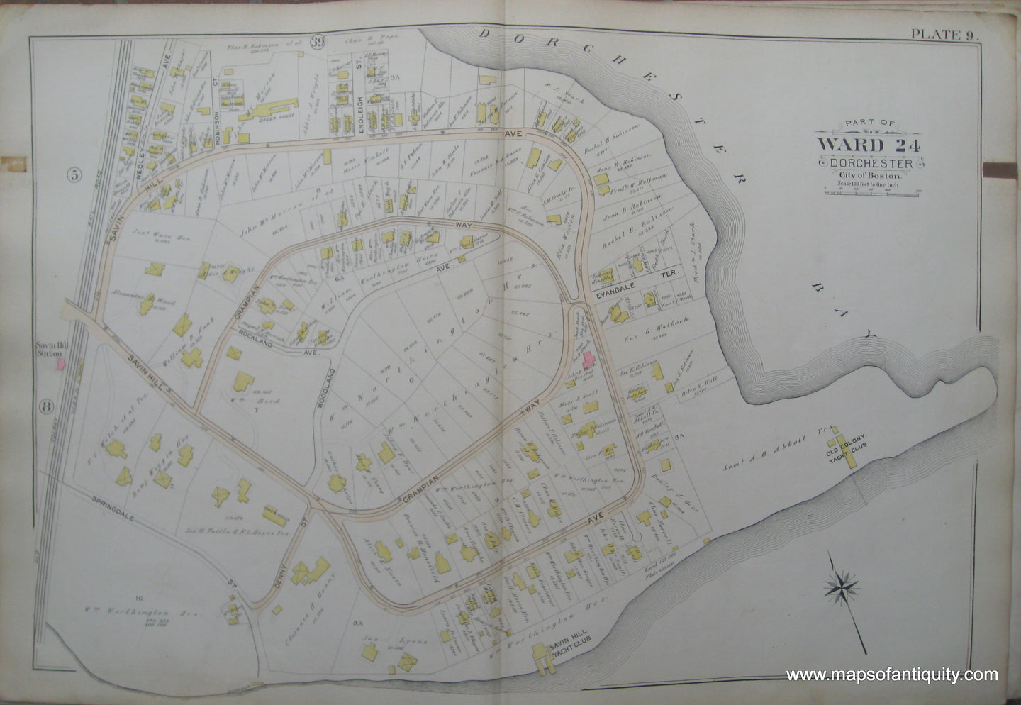 Antique-Map-Plate-9-Part-of-Ward-24-Dorchester-City-of-Boston-Bromley-1894-Maps-Of-Antiquity