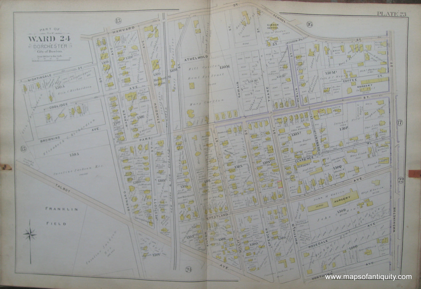 Antique-Map-Plate-23-Part-of-Ward-24-Dorchester-City-of-Boston-Bromley-1894-Maps-Of-Antiquity