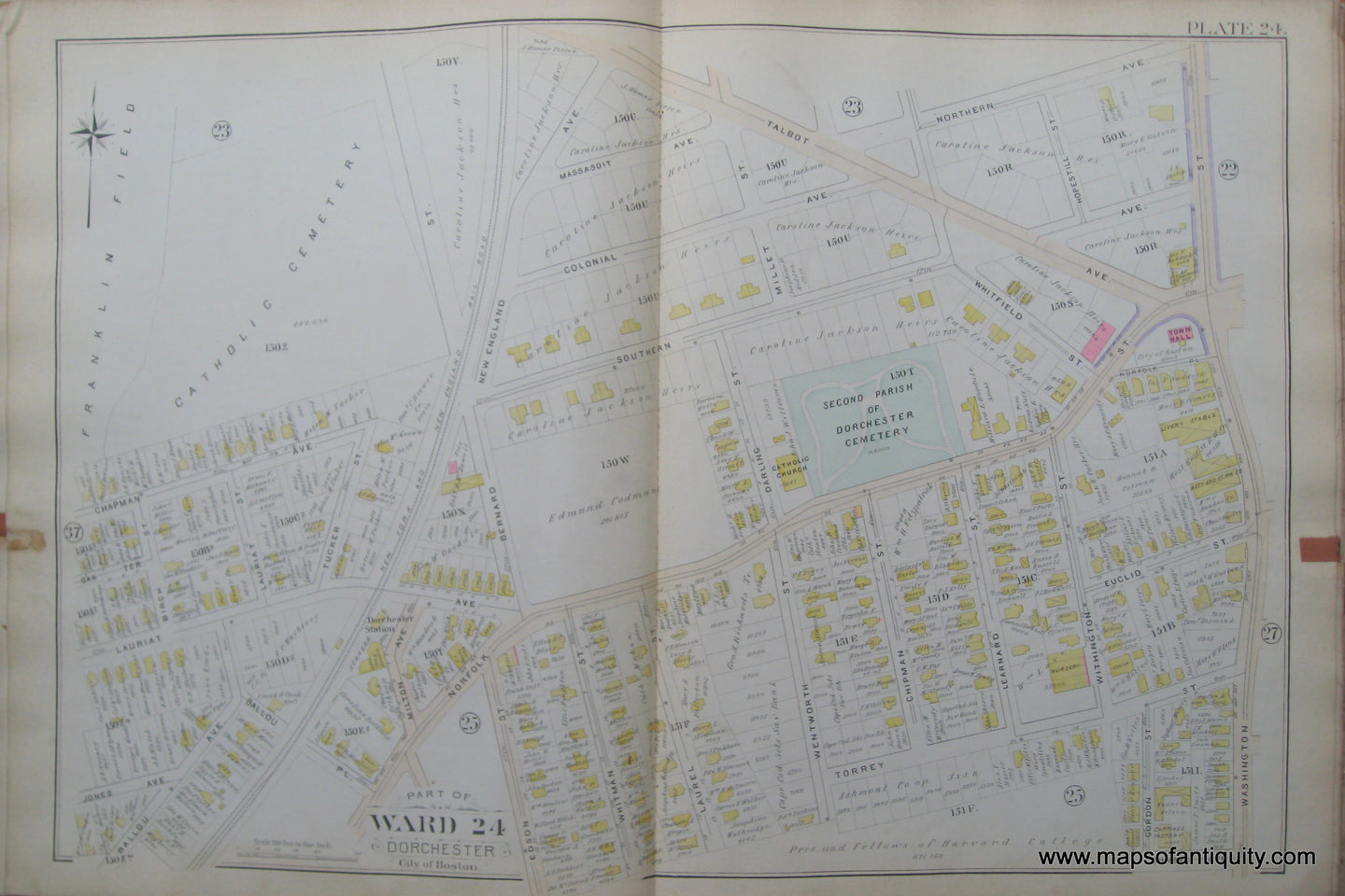 Antique-Map-Plate-24-Part-of-Ward-24-Dorchester-City-of-Boston-Bromley-1894-Maps-Of-Antiquity