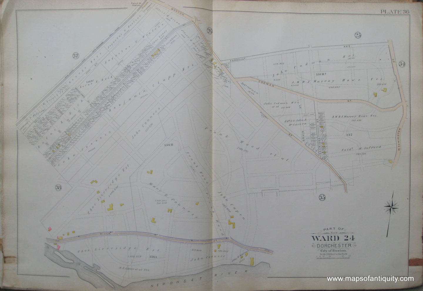 Antique-Map-Plate-36-Part-of-Ward-24-Dorchester-City-of-Boston-Bromley-1894-Maps-Of-Antiquity