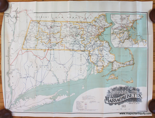 Antique-Map-of-the-Railroads-of-the-Commonwealth-of-Massachusetts.-Walker-1914-Maps-Of-Antiquity