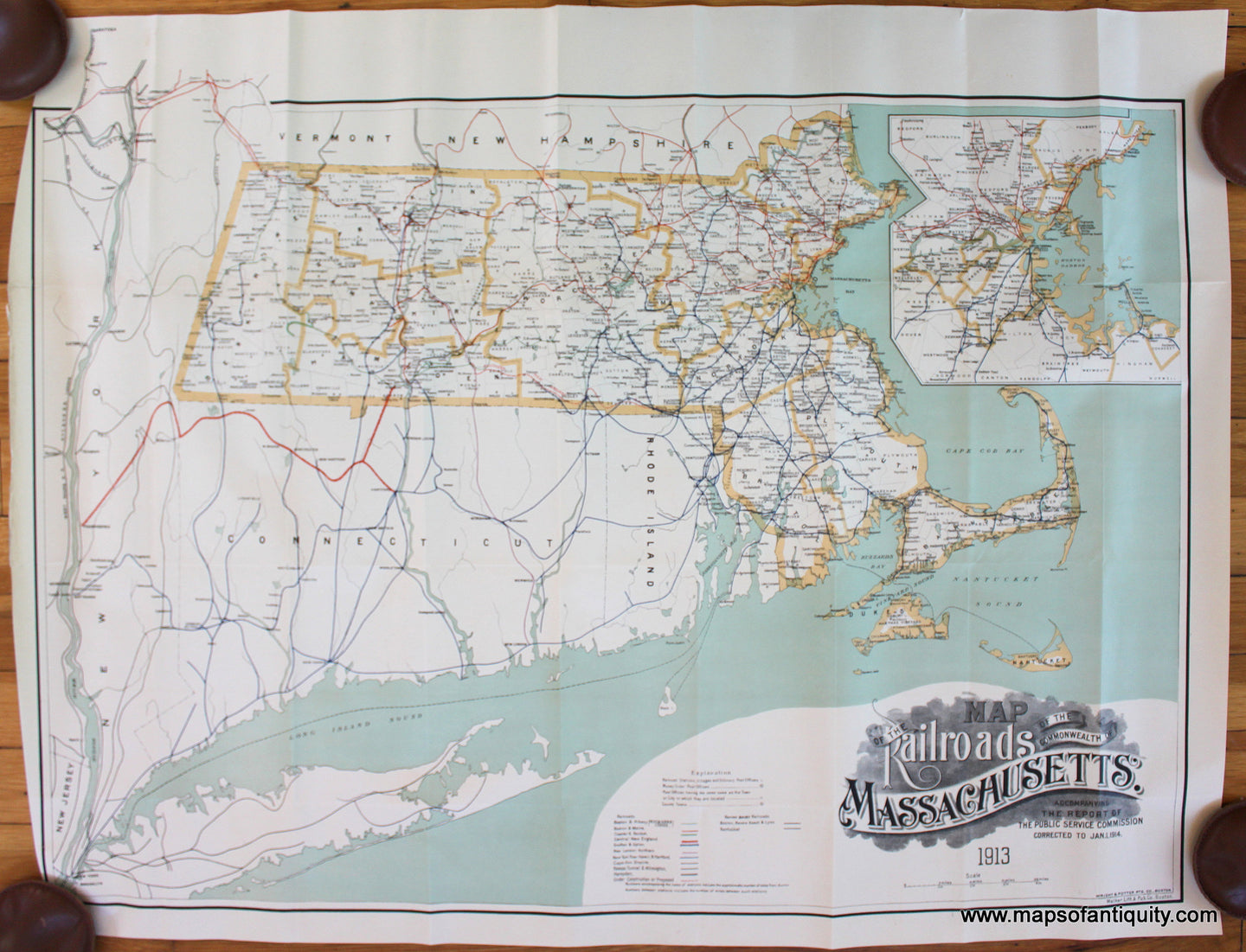 Antique-Map-of-the-Railroads-of-the-Commonwealth-of-Massachusetts.-Walker-1914-Maps-Of-Antiquity