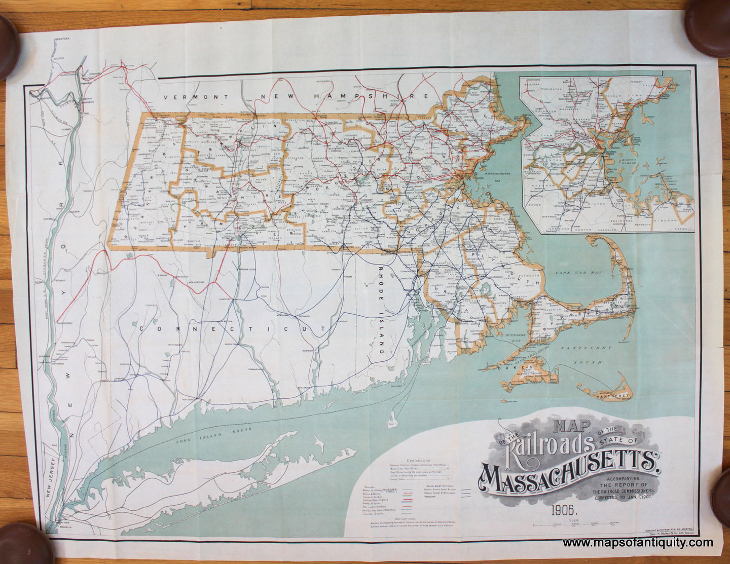 Antique-Map-of-the-Railroads-of-the-Commonwealth-of-Massachusetts.-Walker-1907-Maps-Of-Antiquity