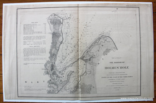 Antique-Map-The-Harbor-of-Holmes'-Hole-US-Coast-Survey-1851-Maps-Of-Antiquity-Massachusetts-Maps-of-Antiquity