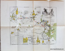 Load image into Gallery viewer, 1947 - Picture Story of the Historical Rides of Paul Revere, William Dawes, Dr. Prescott, April 18-19 1775, verso: Boston from 1630 - Antique Pictorial Map
