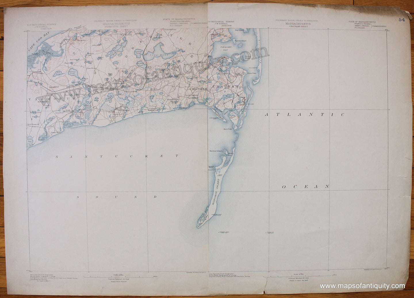 Antique-Topographic-Map-Cape-Cod-Topographic-Maps-of-Harwich-and-Chatham-1890-USGS--1800s-19th-century-Maps-of-Antiquity