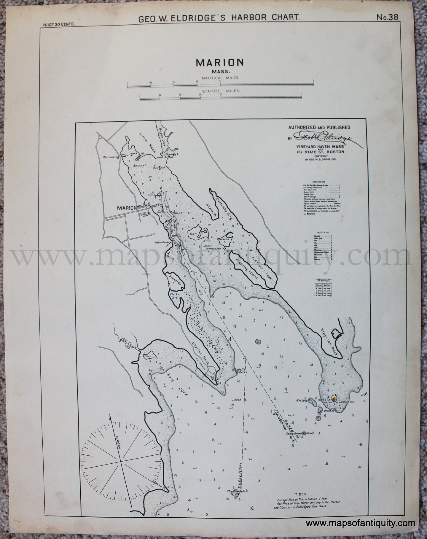 Black-and-White-Antique-Nautical-Chart-Marion-Mass.--Massachusetts-Mass.-Other-c.-1910-Eldridge-Maps-Of-Antiquity