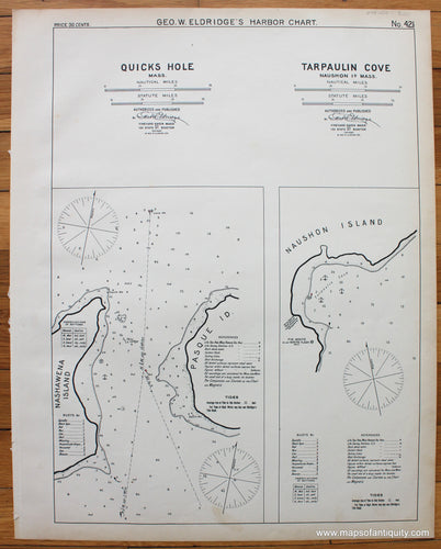Black-and-White-Antique--Nautical-Chart-Quicks-Hole-Nashawena-and-Pasque-Islands-and-Tarpaulin-Cove-Naushon-Island-Mass.--Massachusetts-Cape-Cod-and-Islands-1901-Eldridge-Maps-Of-Antiquity