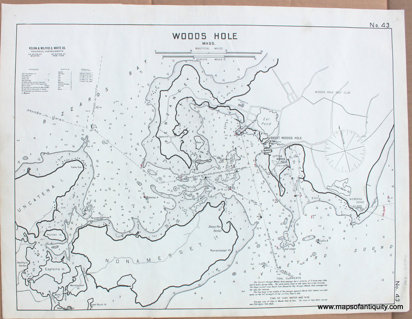 1910 - Woods Hole, Mass. - Antique Chart