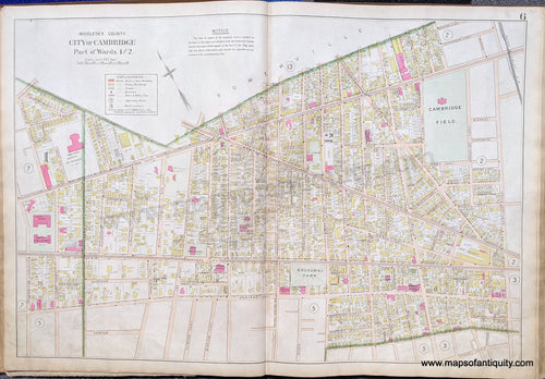 Antique-Map-City-of-Cambridge-Part-of-Wards-1-and-2.-United-States-Massachusetts-1900-Stadley-Maps-Of-Antiquity-1900s-20th-century