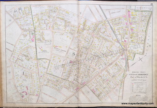 Antique-Map-City-of-Cambridge-Part-of-Wards-1-and-5.-United-States-Massachusetts-1900-Stadley-Maps-Of-Antiquity-1900s-20th-century