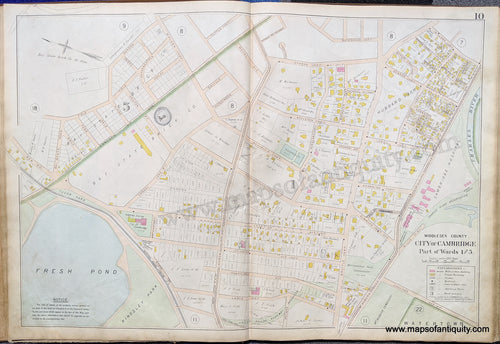 Antique-Map-City-of-Cambridge-Part-of-Wards-1-and-5.-United-States-Massachusetts-1900-Stadley-Maps-Of-Antiquity-1900s-20th-century