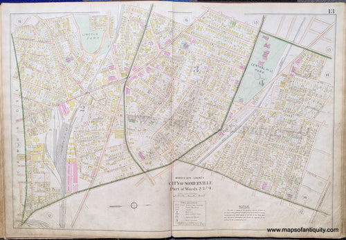 Antique-Map-City-of-Somerville-Part-of-Wards-2-3-and-4.-United-States-Massachusetts-1900-Stadley-Maps-Of-Antiquity-1900s-20th-century