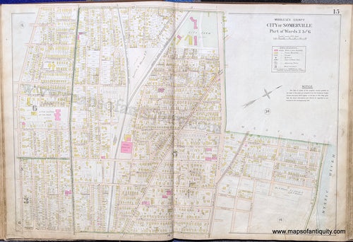 Antique-Map-City-of-Somerville-Part-of-Wards-3-5-and-6.-United-States-Massachusetts-1900-Stadley-Maps-Of-Antiquity-1900s-20th-century