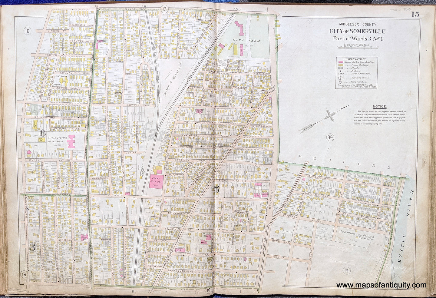 Antique-Map-City-of-Somerville-Part-of-Wards-3-5-and-6.-United-States-Massachusetts-1900-Stadley-Maps-Of-Antiquity-1900s-20th-century