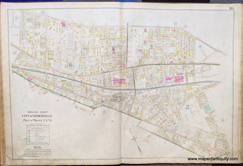 Antique-Map-City-of-Somerville-Part-of-Wards-2-3-and-6.-United-States-Massachusetts-1900-Stadley-Maps-Of-Antiquity-1900s-20th-century