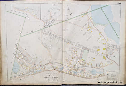 Antique-Map-Part-of-Town-of-Arlington-United-States-Massachusetts-1900-Stadley-Maps-Of-Antiquity-1900s-20th-century