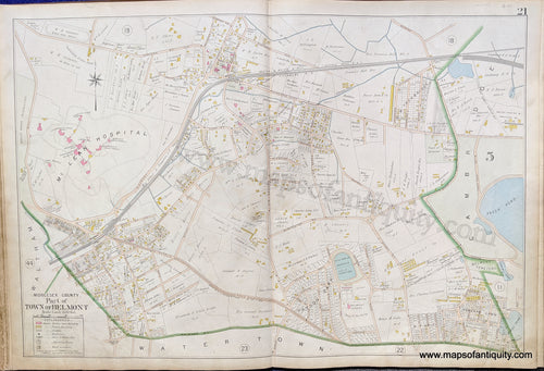 Antique-Map-Part-of-Town-of-Belmont-United-States-Massachusetts-1900-Stadley-Maps-Of-Antiquity-1900s-20th-century