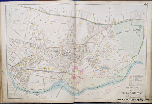 Antique-Map-Part-of-Town-of-Watertown-United-States-Massachusetts-1900-Stadley-Maps-Of-Antiquity-1900s-20th-century