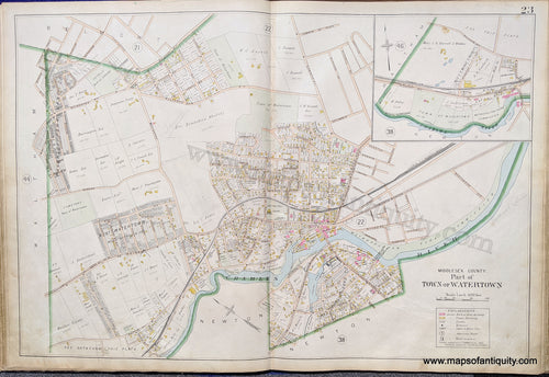 Antique-Map-Part-of-Town-of-Watertown-United-States-Massachusetts-1900-Stadley-Maps-Of-Antiquity-1900s-20th-century