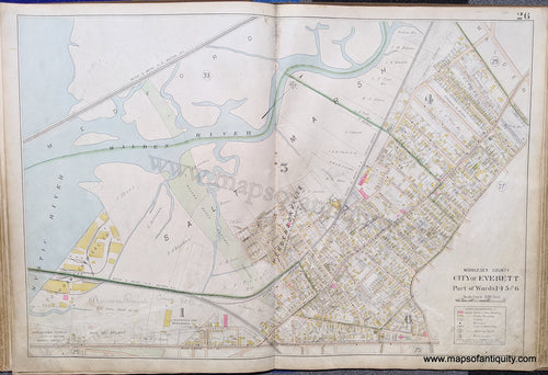 Antique-Map-City-of-Everett-Part-of-Wards-1-4-5-and-6-United-States-Massachusetts-1900-Stadley-Maps-Of-Antiquity-1900s-20th-century