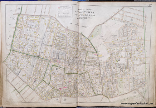 Antique-Map-City-of-Everett-Part-of-Wards-2-3-4-and-6-United-States-Massachusetts-1900-Stadley-Maps-Of-Antiquity-1900s-20th-century