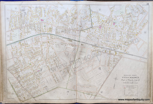 Antique-Map-City-of-Malden-Part-of-Wards-5-6-and-7-United-States-Massachusetts-1900-Stadley-Maps-Of-Antiquity-1900s-20th-century