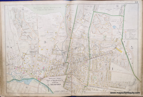 Antique-Map-City-of-Medford-Part-of-Wards-1-2-and-3-United-States-Massachusetts-1900-Stadley-Maps-Of-Antiquity-1900s-20th-century