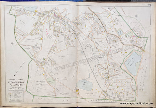 Antique-Map-City-of-Newton-Part-of-Ward-6-United-States-Massachusetts-1900-Stadley-Maps-Of-Antiquity-1900s-20th-century