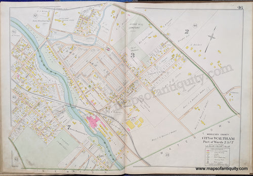 Antique-Map-City-of-Waltham-Part-of-Wards-2-3-and-7-United-States-Massachusetts-1900-Stadley-Maps-Of-Antiquity-1900s-20th-century