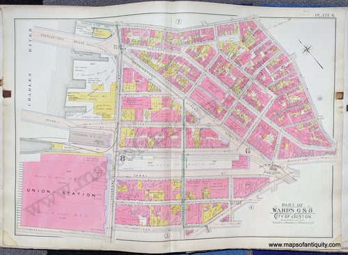 Antique-Map-Part-of-Wards-6-&-8-City-of-Boston-United-States-Massachusetts-1902-Bromley-Maps-Of-Antiquity-1900s-20th-century