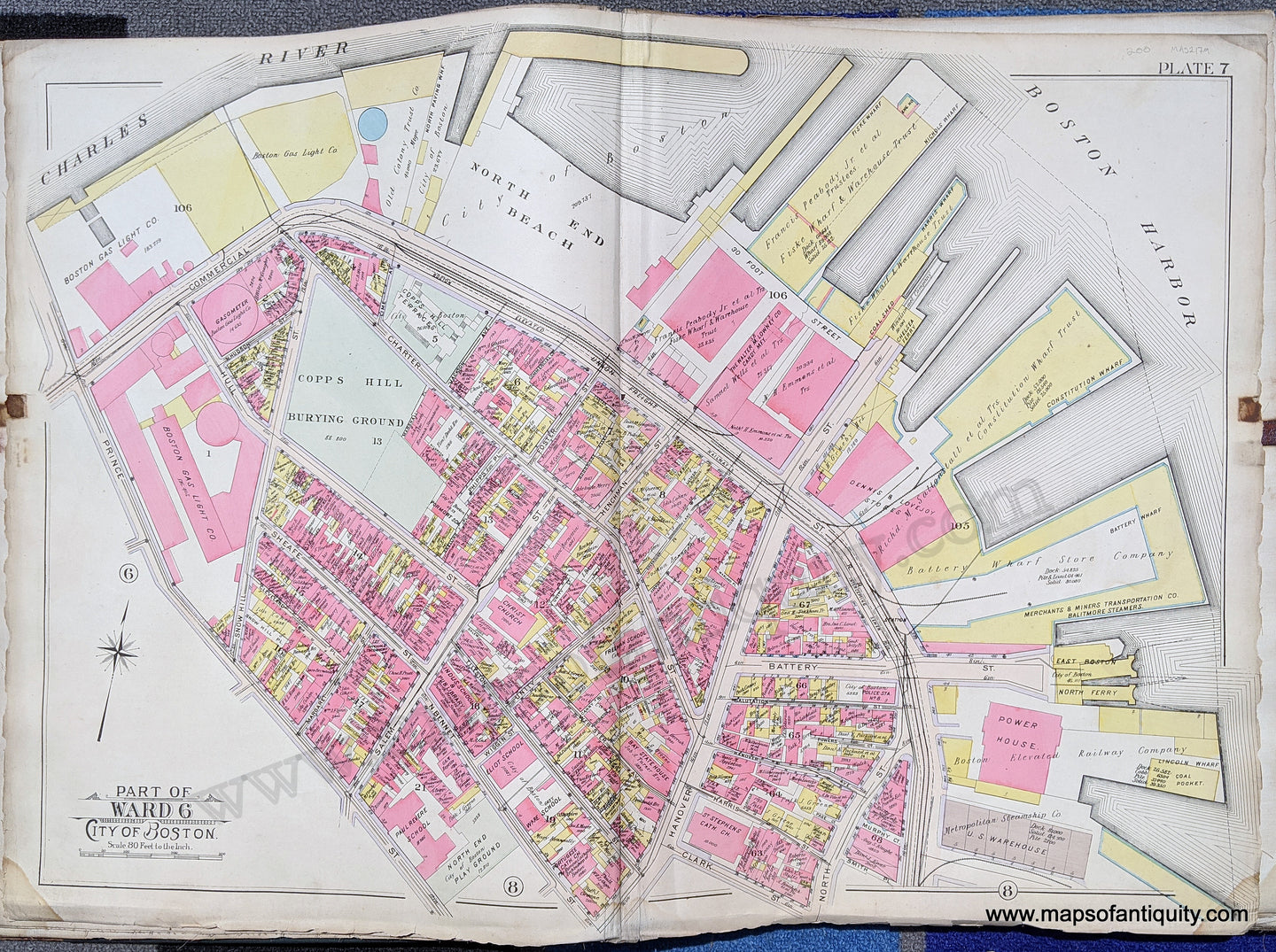 Antique-Map-Part-of-Ward-6-City-of-Boston-United-States-Massachusetts-1902-Bromley-Maps-Of-Antiquity-1900s-20th-century