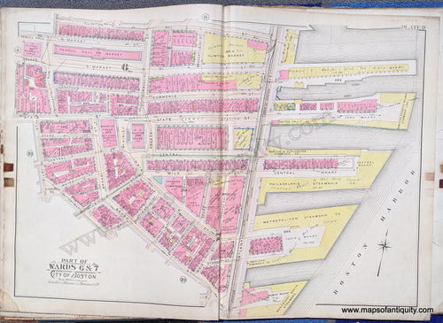 Antique-Map-Part-of-Wards-6-&-7-City-of-Boston-United-States-Massachusetts-1902-Bromley-Maps-Of-Antiquity-1900s-20th-century