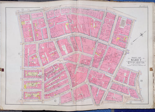 Antique-Map-Part-of-Ward-7-City-of-Boston-United-States-Massachusetts-1902-Bromley-Maps-Of-Antiquity-1900s-20th-century