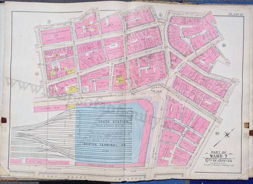 Antique-Map-Part-of-Ward-7-City-of-Boston-United-States-Massachusetts-1902-Bromley-Maps-Of-Antiquity-1900s-20th-century