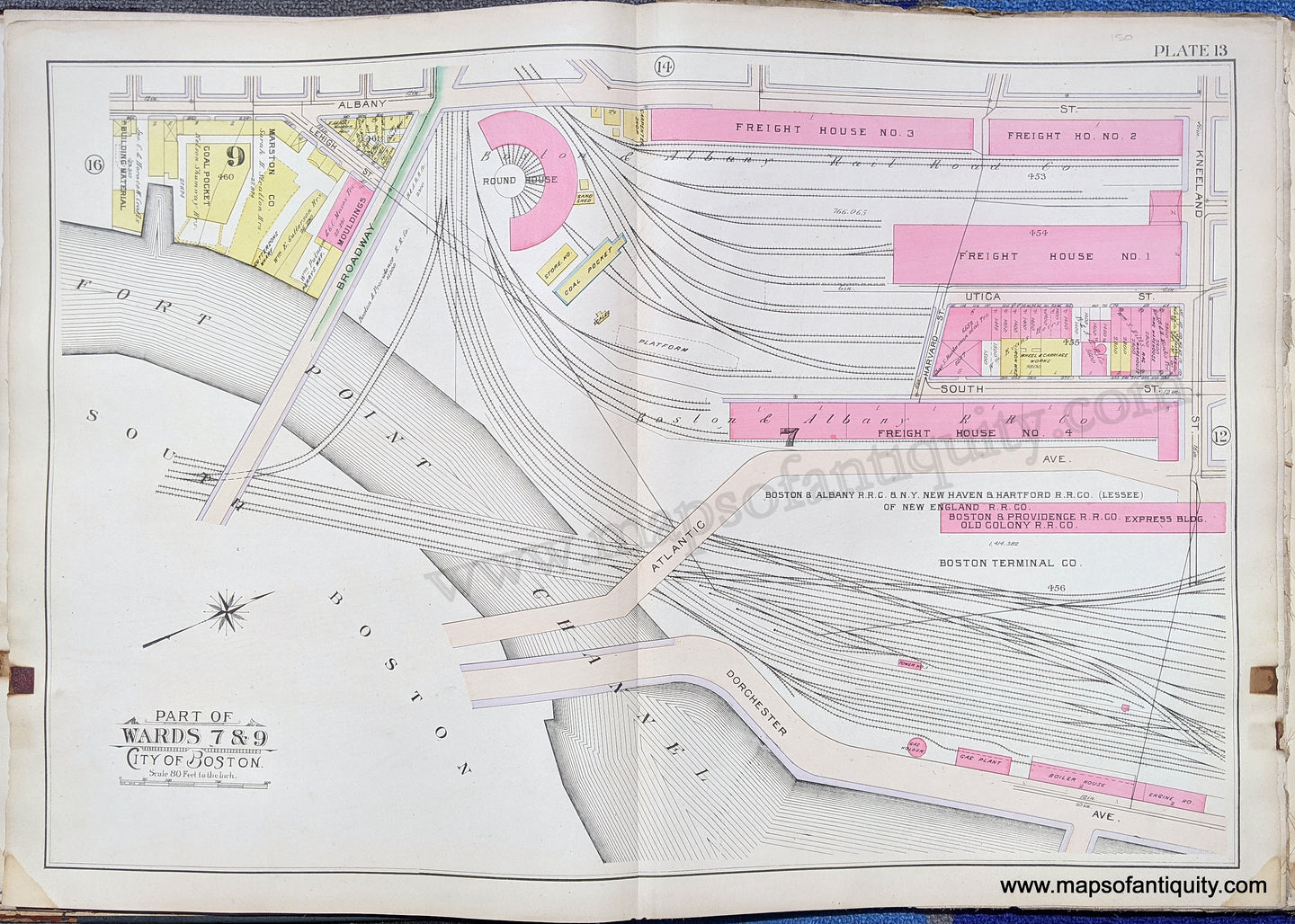 Antique-Map-Part-of-Wards-7-&-9-City-of-Boston-United-States-Massachusetts-1902-Bromley-Maps-Of-Antiquity-1900s-20th-century