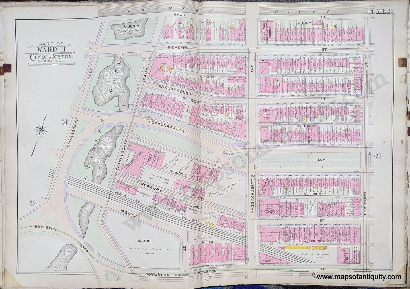 Antique-Map-Part-of-Ward-11-City-of-Boston-United-States-Massachusetts-1902-Bromley-Maps-Of-Antiquity-1900s-20th-century