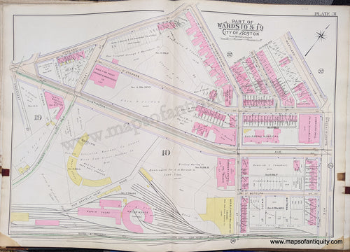 Antique-Map-Part-of-Wards-10-&-19-City-of-Boston-United-States-Massachusetts-1902-Bromley-Maps-Of-Antiquity-1900s-20th-century