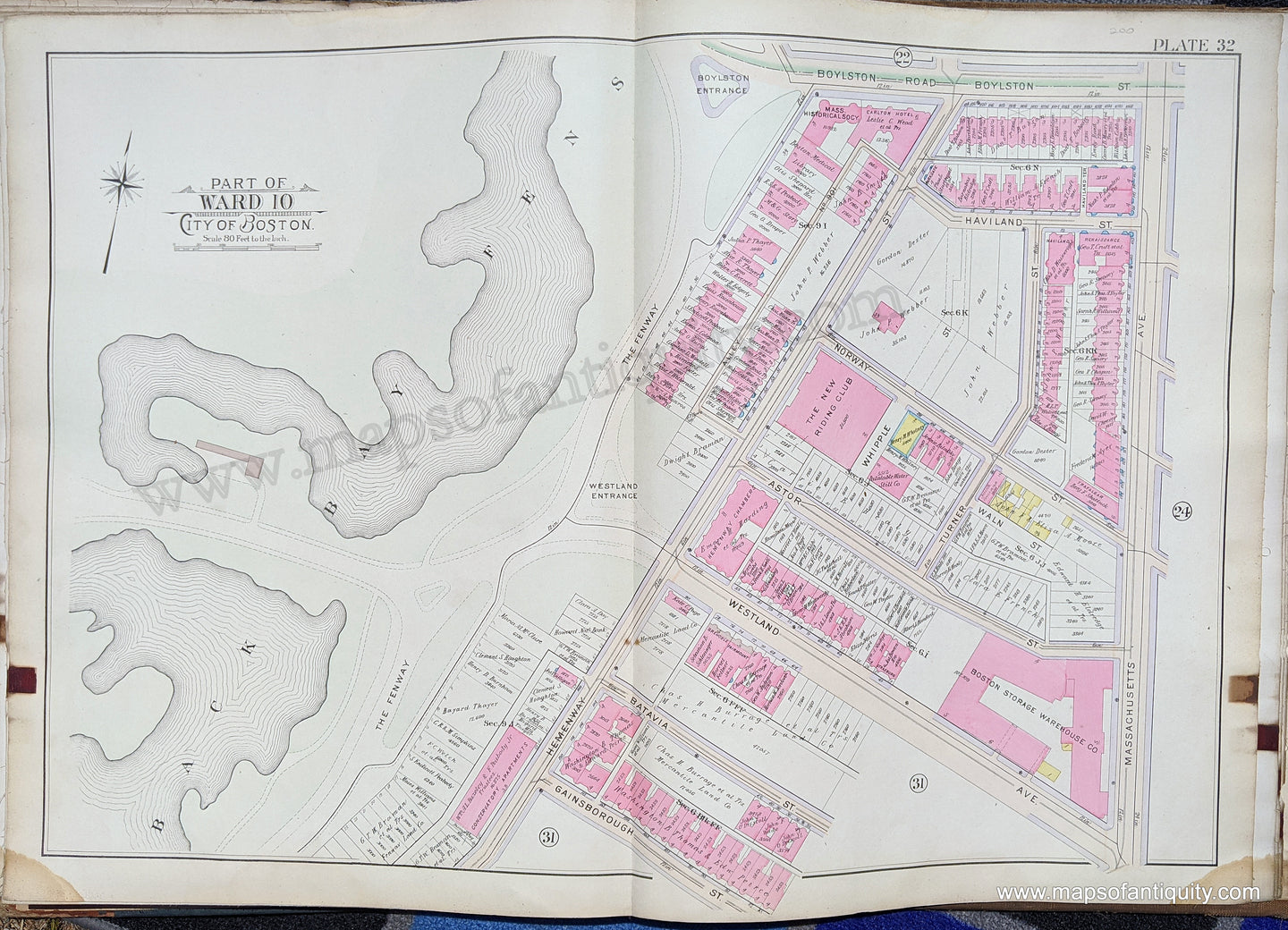 Antique-Map-Part-of-Ward-10-City-of-Boston-United-States-Massachusetts-1902-Bromley-Maps-Of-Antiquity-1900s-20th-century