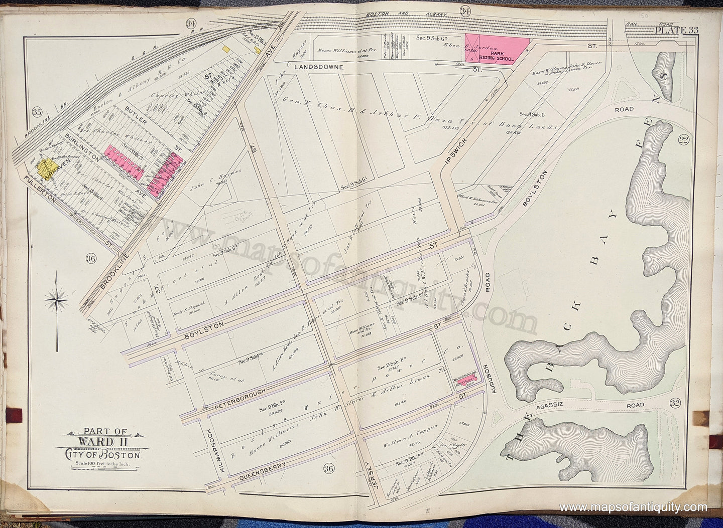 Antique-Map-Part-of-Ward-11-City-of-Boston-United-States-Massachusetts-1902-Bromley-Maps-Of-Antiquity-1900s-20th-century