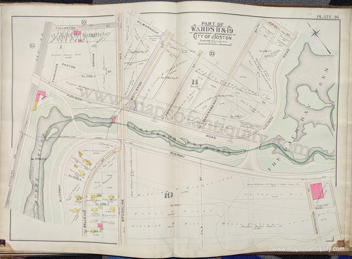 Antique-Map-Part-of-Wards-11-&-19-City-of-Boston-United-States-Massachusetts-1902-Bromley-Maps-Of-Antiquity-1900s-20th-century