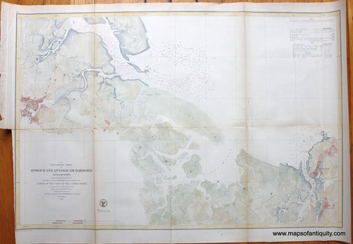 Genuine Antique Coast Survey Chart-Preliminary Chart of Ipswich and Annisquam Harbors Massachusetts-1855-U.S. Coast Survey-Maps-Of-Antiquity-1800s-19th-century