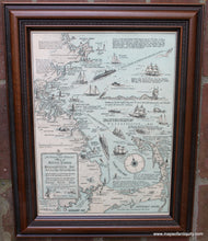 Load image into Gallery viewer, Framed-Genuine-Antique-Printed-Color-Pictorial-Map-An-Historical-and-Pictorial-Map-of-Boston-Harbor-and-Massachusetts-Bay-including-Cape-Cod-and-Cape-Ann-1941-Edward-Rowe-Snow-Maps-Of-Antiquity
