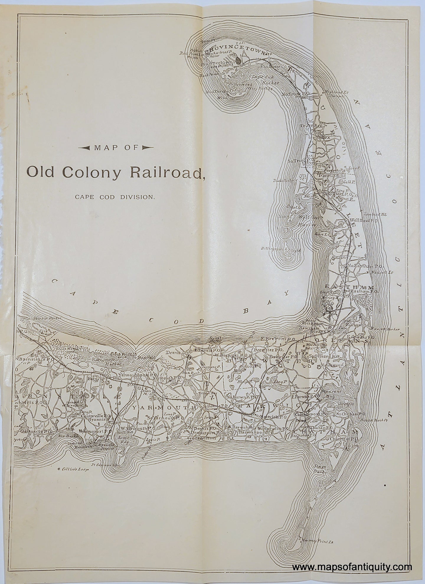 Antique-Uncolored-Map-Map-of-Old-Colony-Railroad-Cape-Cod-Division-Cape-Cod--1886-1880s-19th-century-Maps-Of-Antiquity