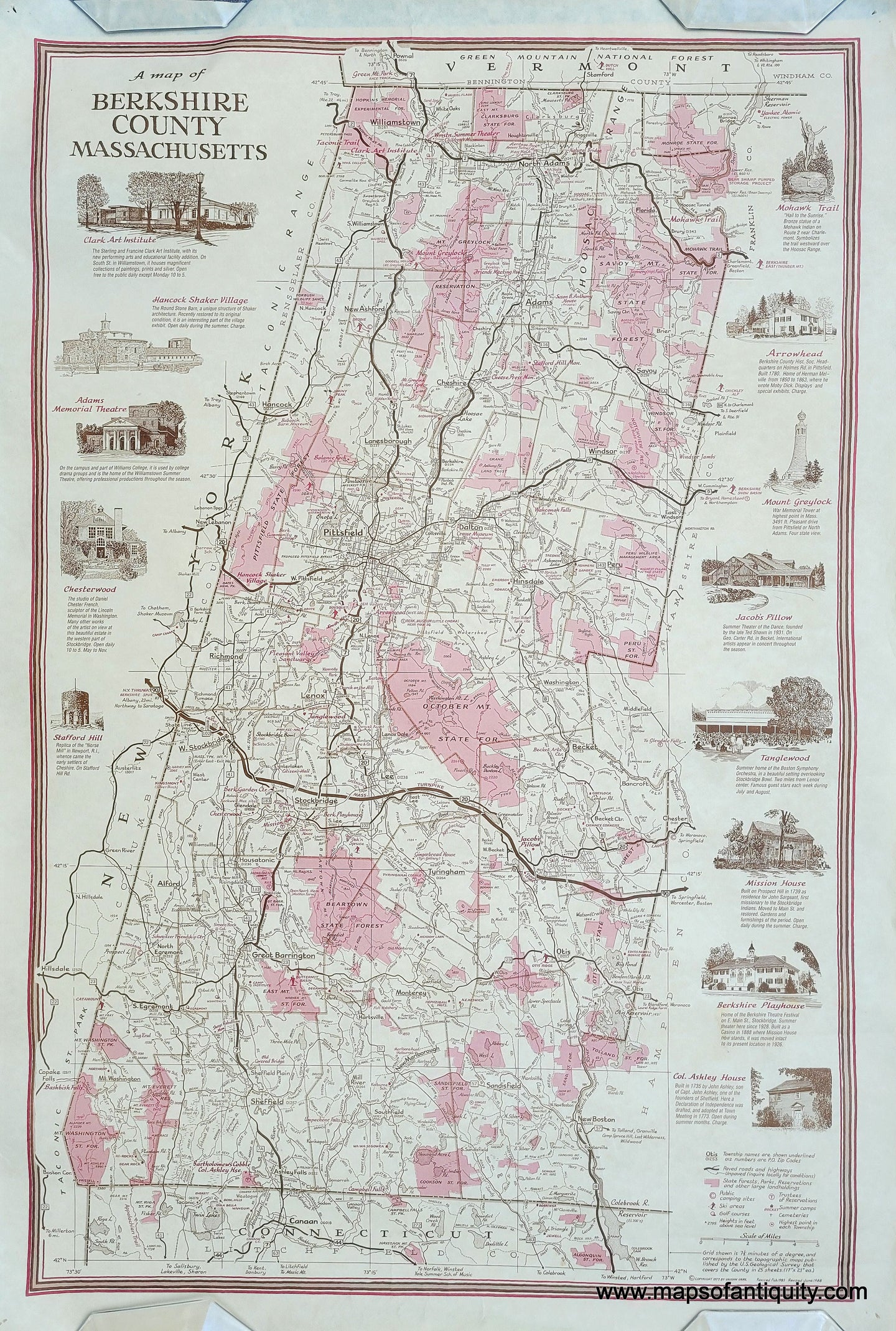 Genuine-Vintage-Map-A-Map-of-Berkshire-County-Massachusetts-1977-1988-Vaughn-Gray-Maps-Of-Antiquity