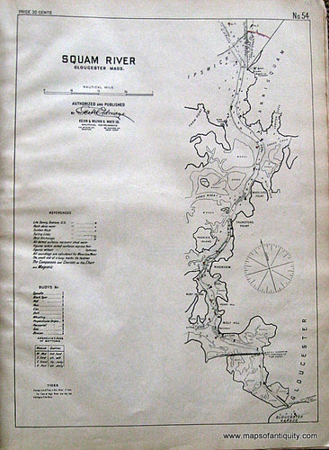 Black-and-White-Antique--Nautical-Chart-Squam-River-Gloucester-Massachusetts--Massachusetts-Gloucester-1901-Eldridge-Maps-Of-Antiquity