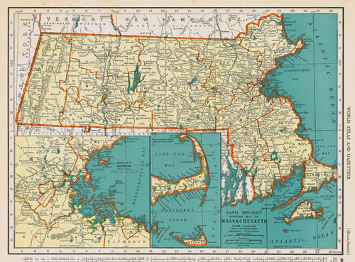 Genuine-Antique-Map-Popular-Map-of-Massachusetts-1940-Rand-McNally-Maps-Of-Antiquity